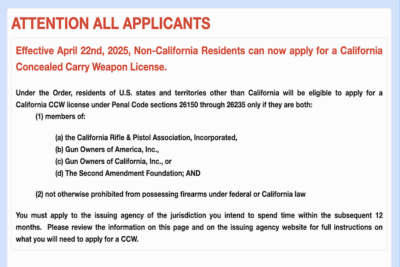 Non-Residents Can Now Apply for California CCW Permits!