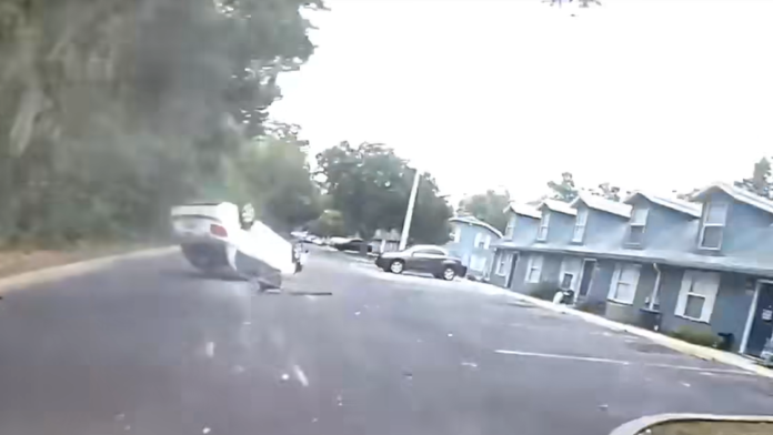 Video: Rifle-wielding suspect flips car during pursuit, continues fleeing on foot before arrest