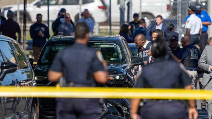 NYPD officer shot by friendly fire while responding to suspect's botched carjacking