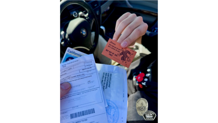 Calif. man hands officer a "Get Out of Jail Free” card during traffic stop