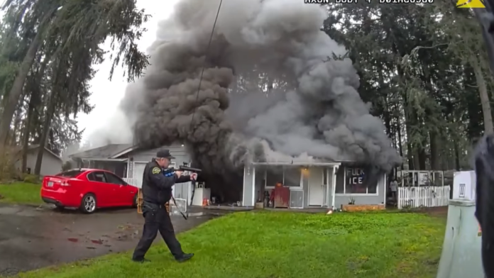 Wash. sheriff's office BWC shows man wielding machete set home ablaze during eviction
